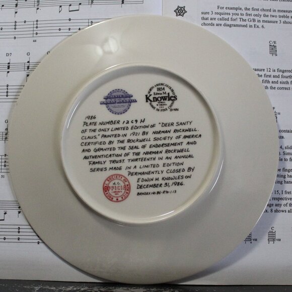 Norman Rockwell decorative plate "Deer Santy Claus" Christmas 1986 Knowles china - Picture 2 of 2